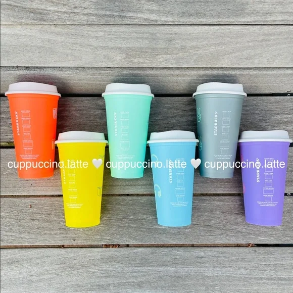 🌈NEW SET✏️Starbucks 2022 Back to School Rainbow Cold Cups & Emoji Hot Cups - Picture 13 of 14